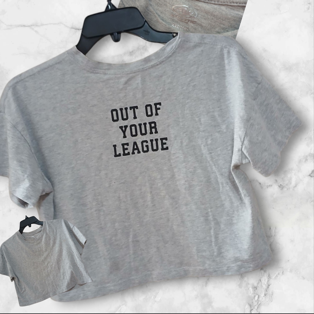 Gray crop top - "Out of Your League" back